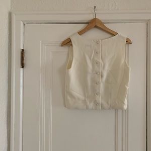 Vintage Cream Button-Back Crop Top